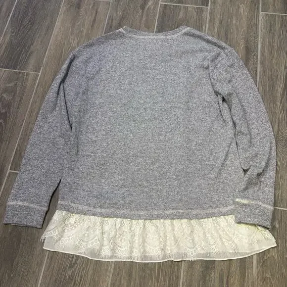 Knox Rose Heather Gray Knit Tunic Top Lace Trim Size S - Picture 6 of 7
